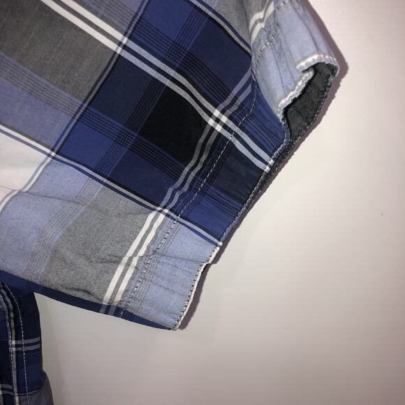 Amongst Others Button Up Adult XL Multicolor Plaid Short Sleeve Cotton Shirt - Picture 7 of 9